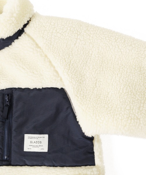 GLAZOS（グラソス）の「シープボア・薄中綿入り切替ジャケット（ブルゾン・キッズ・ブラック/オフホワイト/カーキ・140cm/150cm/160cm/170cm/130cm）」の17枚目の写真