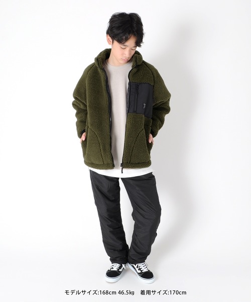 GLAZOS（グラソス）の「シープボア・薄中綿入り切替ジャケット（ブルゾン・キッズ・ブラック/オフホワイト/カーキ・140cm/150cm/160cm/170cm/130cm）」の22枚目の写真