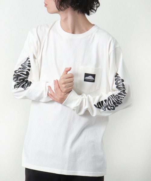 MOUNTAIN SMITH（マウンテンスミス）の「【 MOUNTAIN SMITH / マウンテンスミス 】袖プリント ロングスリーブTシャツ ロンT 長袖ポケットTシャツ ポケT（Tシャツ/カットソー・メンズ・グレー/ブラック/ベージュ/ブラウン/ホワイト・L/XL/M）」の12枚目の写真