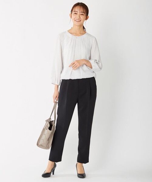 J.PRESS(ジェイプレス)の「【洗える】ヴィーナスダブルクロス テーパード パンツ(その他パンツ・レディース・ブラック系/ネイビー系・13/11/7/9)」の5枚目の写真