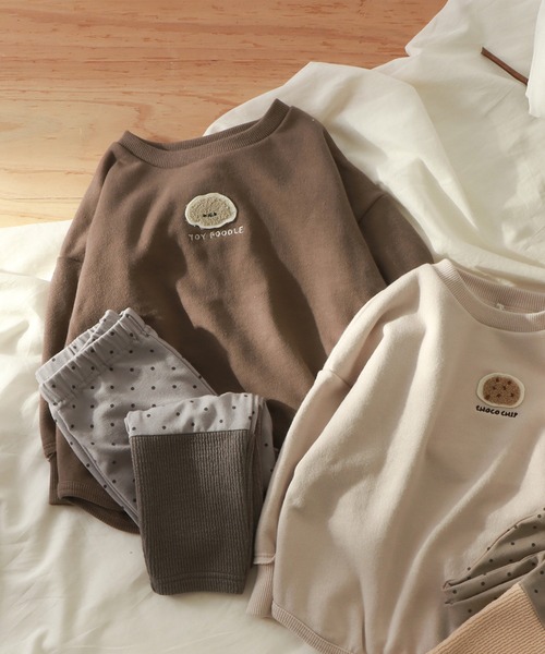 apres les cours（アプレレクール）の「WEB限定 サガラ刺繍トレーナー（スウェット・キッズ・サックスブルー/アイボリー/ブラウン/ベージュ/チャコール/ミント・110/90/100/80/120/130）」の3枚目の写真