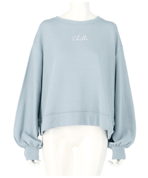 CHILLE（チル）の「CHILLEロゴバックフラワー刺繍トレーナー（スウェット・レディース・ライトブルー/スミクロ・FREE）」の13枚目の写真