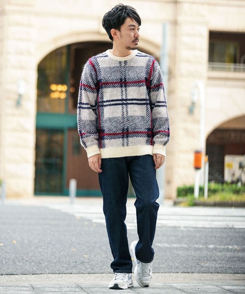 URBAN RESEARCH Sonny Label（アーバンリサーチサニーレーベル）の「チェックジャガードニットプルオーバー（ニット/セーター・メンズ・ブラウン系その他/ホワイト系その他/グレー系その他・MEDIUM/LARGE）」の6枚目の写真