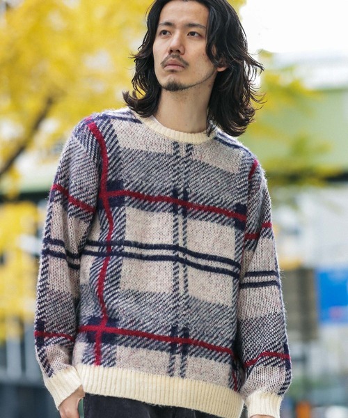 URBAN RESEARCH Sonny Label（アーバンリサーチサニーレーベル）の「チェックジャガードニットプルオーバー（ニット/セーター・メンズ・ブラウン系その他/ホワイト系その他/グレー系その他・MEDIUM/LARGE）」の2枚目の写真