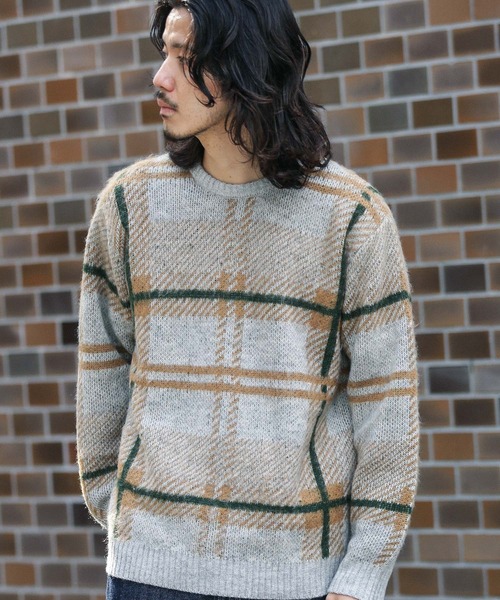 URBAN RESEARCH Sonny Label（アーバンリサーチサニーレーベル）の「チェックジャガードニットプルオーバー（ニット/セーター・メンズ・ブラウン系その他/ホワイト系その他/グレー系その他・MEDIUM/LARGE）」の3枚目の写真