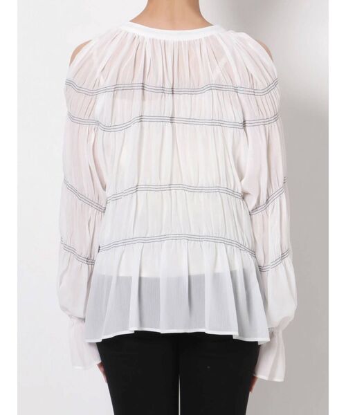 MERCURYDUO(マーキュリーデュオ)の「キャミ付配色シャーリングギャザーブラウス(シャツ/ブラウス・レディース・オフホワイト/ライム/ラベンダー・FREE)」の6枚目の写真