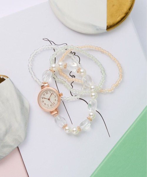 SETUP7(セットアップセブン)の「【SETUP7】ドレスパーロルウォッチ YM039 FW(アナログ腕時計・レディース・ピンク/シルバー/ゴールド・FREE)」の5枚目の写真