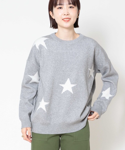 Jines（ジネス）の「STAR柄クルーネックプルオーバーニット（ニット/セーター・レディース・ブラック/グレー/ネイビー・38）」の3枚目の写真