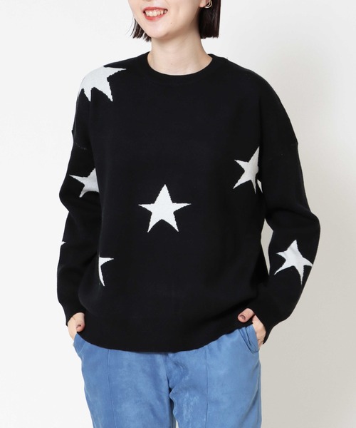 Jines（ジネス）の「STAR柄クルーネックプルオーバーニット（ニット/セーター・レディース・ブラック/グレー/ネイビー・38）」の18枚目の写真