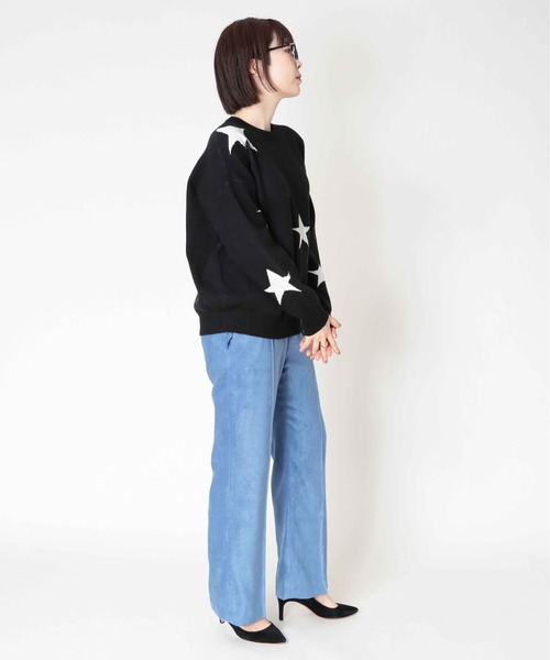 Jines（ジネス）の「STAR柄クルーネックプルオーバーニット（ニット/セーター・レディース・ブラック/グレー/ネイビー・38）」の14枚目の写真