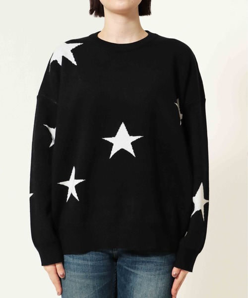 Jines（ジネス）の「STAR柄クルーネックプルオーバーニット（ニット/セーター・レディース・ブラック/グレー/ネイビー・38）」の13枚目の写真