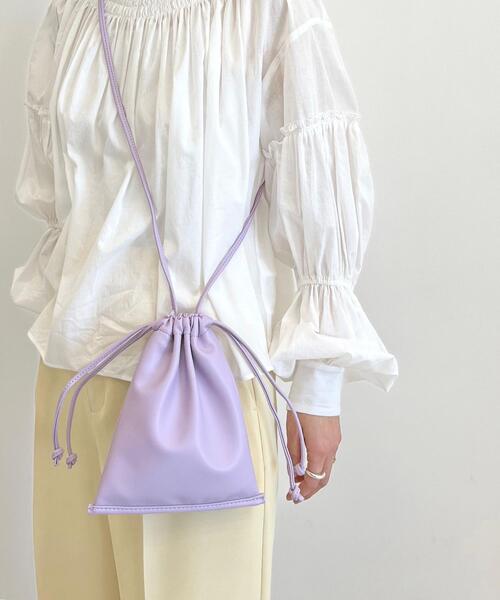 CITEN（シテン）の「＜CITEN（シテン）＞ソフトミニ巾着 ショルダーバッグ（ショルダーバッグ・レディース・ブラック/オフホワイト/ライラック・FREE）」の13枚目の写真