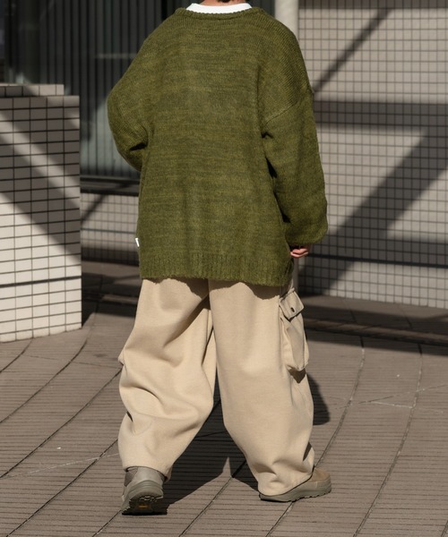 Perushu（ペルーシュ）の「Vネックミックス編みニット（ニット/セーター・メンズ・レッド/カーキ/サックスブルー/イエロー・MEDIUM/LARGE）」の18枚目の写真