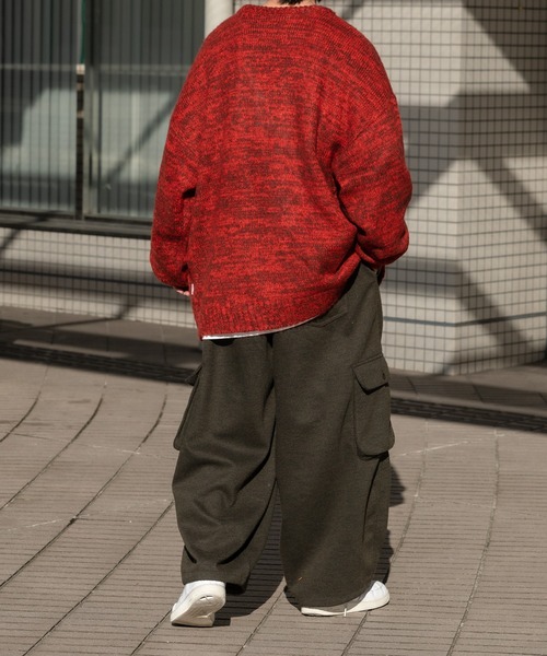 Perushu（ペルーシュ）の「Vネックミックス編みニット（ニット/セーター・メンズ・レッド/カーキ/サックスブルー/イエロー・MEDIUM/LARGE）」の10枚目の写真