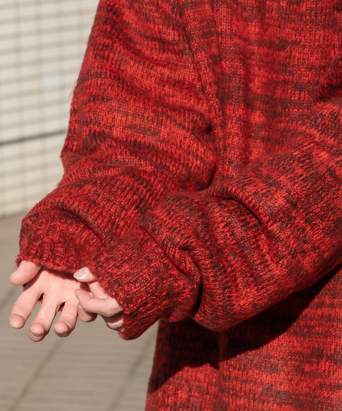 Perushu（ペルーシュ）の「Vネックミックス編みニット（ニット/セーター・メンズ・レッド/カーキ/サックスブルー/イエロー・MEDIUM/LARGE）」の14枚目の写真