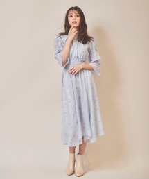 花柄プリントシアーワンピース