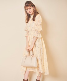 花柄プリントシアーワンピース