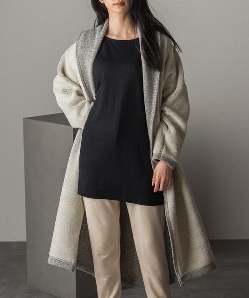 ketty cherie(ケティシェリー)の「たっぷり着まわせるリバーシブル仕様 ボアガウンコート ≪手洗い可能≫(その他アウター・レディース・ブラウン/オフホワイト・M)」の3枚目の写真