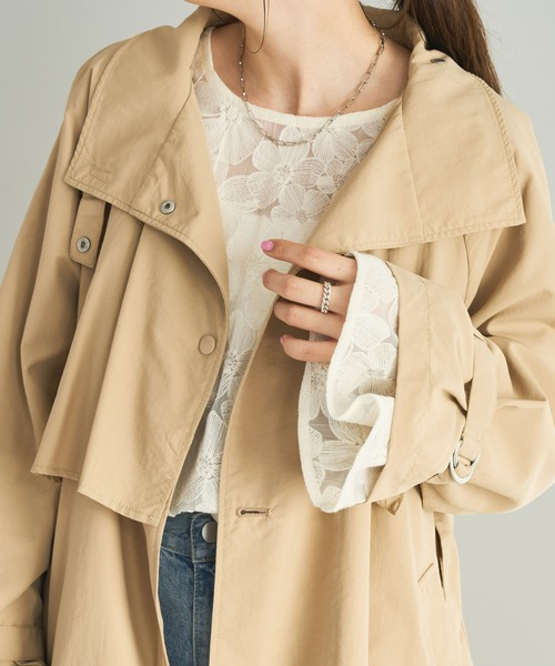 DISCOAT（ディスコート）の「【WEB限定】スタンドカラーロングコート（トレンチコート・レディース・ベージュ/アイボリー/ライトカーキ/ブラック/モカ・FREE）」の14枚目の写真