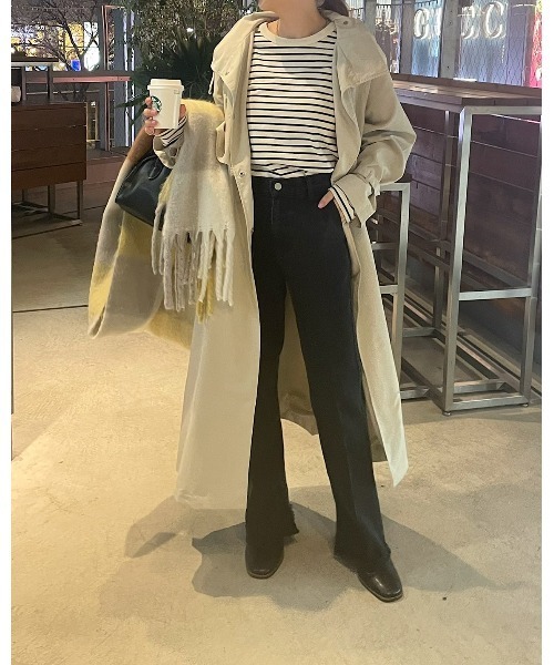 DISCOAT（ディスコート）の「【WEB限定】スタンドカラーロングコート（トレンチコート・レディース・ベージュ/アイボリー/ライトカーキ/ブラック/モカ・FREE）」の21枚目の写真