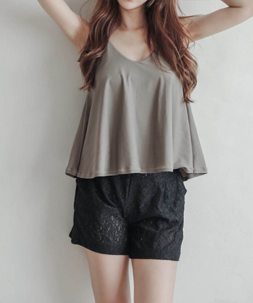 Dalfwin（ダールフィン）の「フレアビスチェビキニ×ショートパンツセット水着（水着・レディース・ブラック系1/ブラウン系1/ブラック系2/ブラウン系2・SMALL/MEDIUM/LARGE/X-LARGE）」の9枚目の写真