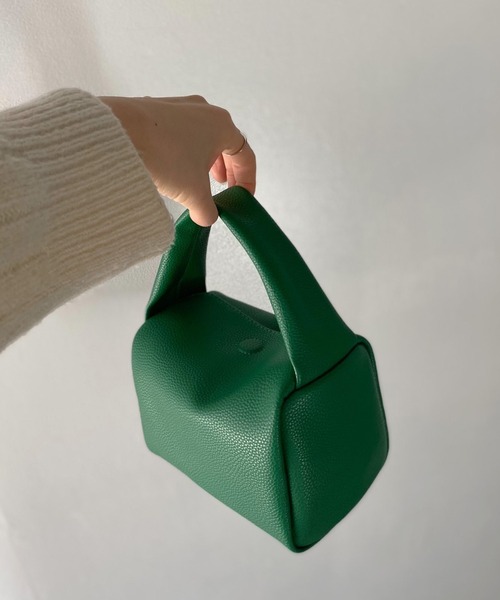 VitaFelice（ヴィータフェリーチェ）の「キューブポーチバッグ ミニトートバッグ（ボストンバッグ・レディース・ホワイト/グリーン/シルバー/オレンジ・FREE）」の3枚目の写真