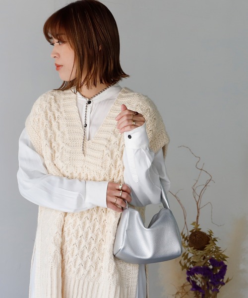 VitaFelice（ヴィータフェリーチェ）の「キューブポーチバッグ ミニトートバッグ（ボストンバッグ・レディース・ホワイト/グリーン/シルバー/オレンジ・FREE）」の10枚目の写真