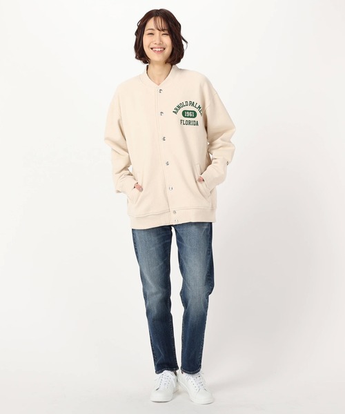 Arnold Palmer(アーノルドパーマー)の「カレッジロゴ シェアスウェットスタジャン(スタジャン・レディース・ネイビー/グレー/アイボリー・S/LL/L/M/XS)」の6枚目の写真