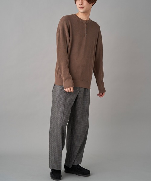 crepuscule（クレプスキュール）の「crepuscule Aze Henry Neck L/S (2201-007)（Tシャツ/カットソー・メンズ・ブルー/ブラウン・2）」の3枚目の写真