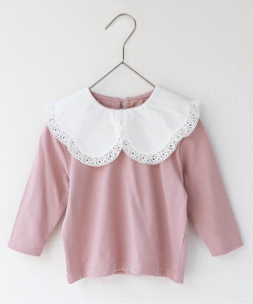 apres les cours（アプレレクール）の「WEB限定 BIGカラー長袖Tシャツ（Tシャツ/カットソー・キッズ・イエロー/アイボリー/ピンク/ブルー・140/90/80/100/110/130/120）」の4枚目の写真