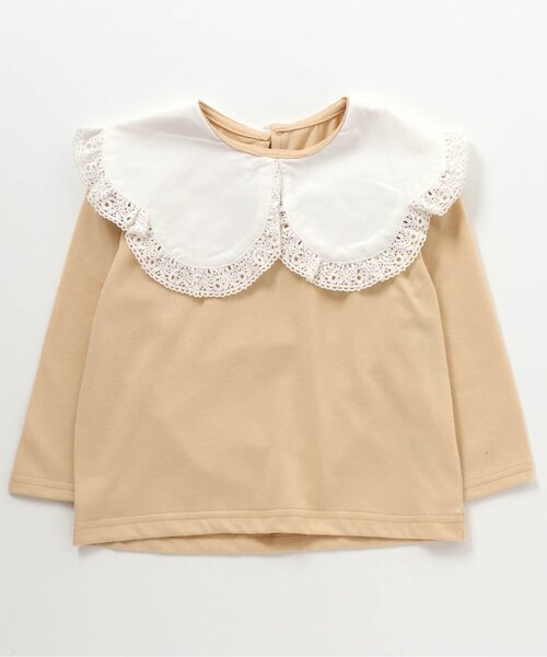 apres les cours（アプレレクール）の「WEB限定 BIGカラー長袖Tシャツ（Tシャツ/カットソー・キッズ・イエロー/アイボリー/ピンク/ブルー・140/90/80/100/110/130/120）」の2枚目の写真