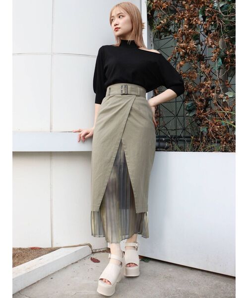 MURUA(ムルーア)の「ヘムシアーラップスカート(スカート・レディース・ブラック/ベージュ/カーキ・1/2)」の18枚目の写真