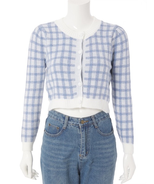 fifth（フィフス）の「ギンガムチェックニットカーディガン（カーディガン/ボレロ・レディース・ピンク/ブルー・M）」の15枚目の写真