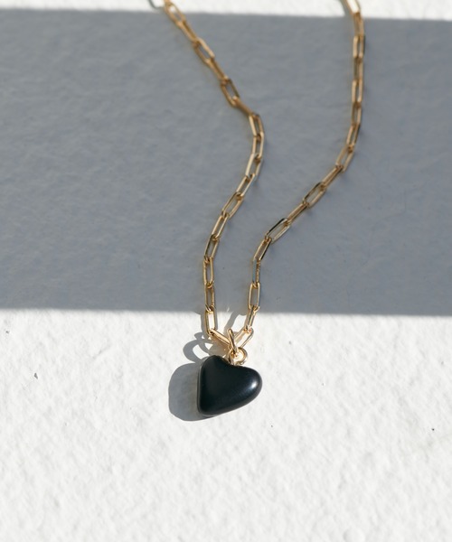 GOLDY(ゴールディ)の「【GOLDY】ストーンハートネックレス(ネックレス・レディース・ホワイト/ブラック/グリーン・FREE)」の16枚目の写真