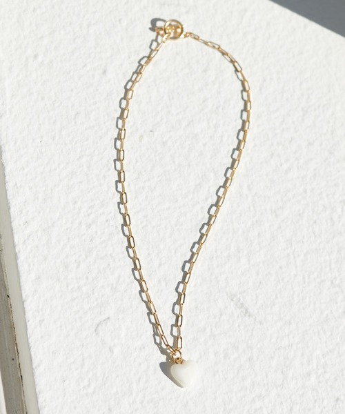 GOLDY(ゴールディ)の「【GOLDY】ストーンハートネックレス(ネックレス・レディース・ホワイト/ブラック/グリーン・FREE)」の18枚目の写真