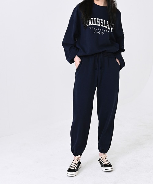 me+em select（ミームセレクト）の「RHODEISLANDロゴスウェット＆ジョガーパンツルームウェア【上下2点セット】（ルームウェア/パジャマ・レディース・スカイブルー/ネイビー/グレー/クリーム・FREE）」の4枚目の写真