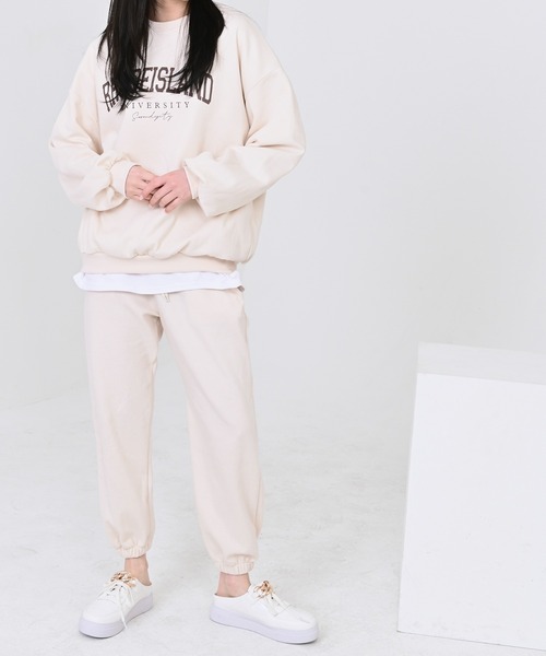 me+em select（ミームセレクト）の「RHODEISLANDロゴスウェット＆ジョガーパンツルームウェア【上下2点セット】（ルームウェア/パジャマ・レディース・スカイブルー/ネイビー/グレー/クリーム・FREE）」の3枚目の写真