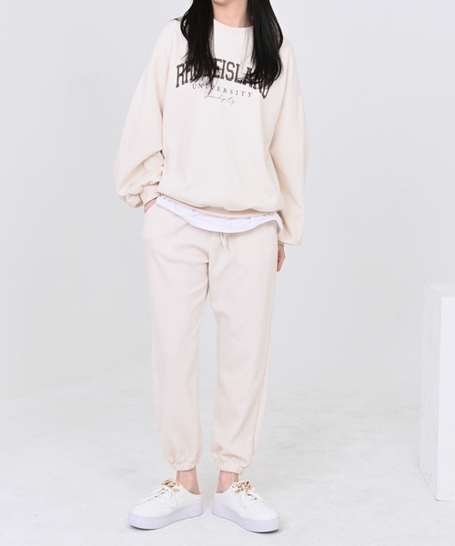 me+em select（ミームセレクト）の「RHODEISLANDロゴスウェット＆ジョガーパンツルームウェア【上下2点セット】（ルームウェア/パジャマ・レディース・スカイブルー/ネイビー/グレー/クリーム・FREE）」の5枚目の写真