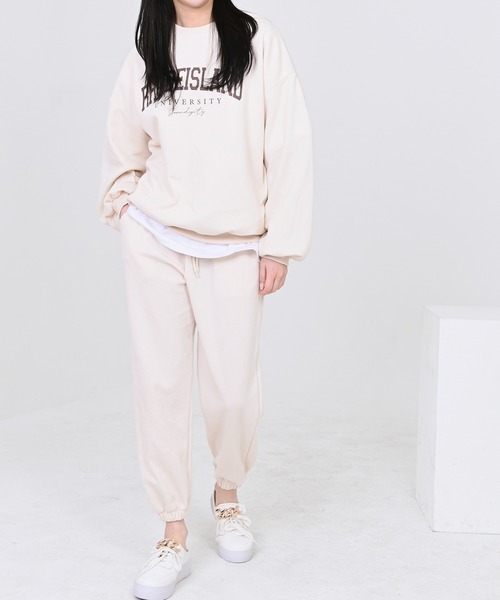 me+em select（ミームセレクト）の「RHODEISLANDロゴスウェット＆ジョガーパンツルームウェア【上下2点セット】（ルームウェア/パジャマ・レディース・スカイブルー/ネイビー/グレー/クリーム・FREE）」の6枚目の写真