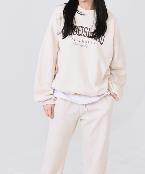 me+em select（ミームセレクト）の「RHODEISLANDロゴスウェット＆ジョガーパンツルームウェア【上下2点セット】（ルームウェア/パジャマ・レディース・スカイブルー/ネイビー/グレー/クリーム・FREE）」の8枚目の写真