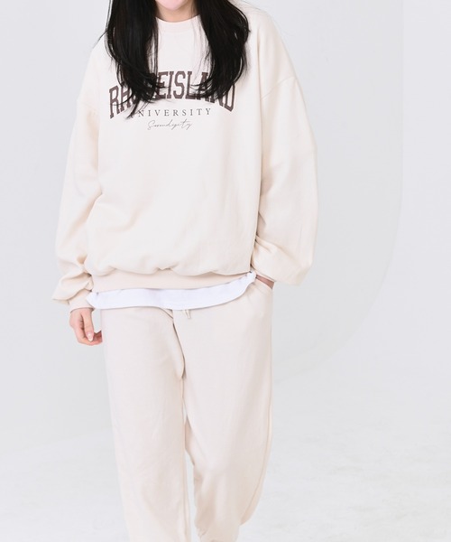 me+em select（ミームセレクト）の「RHODEISLANDロゴスウェット＆ジョガーパンツルームウェア【上下2点セット】（ルームウェア/パジャマ・レディース・スカイブルー/ネイビー/グレー/クリーム・FREE）」の10枚目の写真