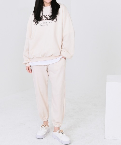 me+em select（ミームセレクト）の「RHODEISLANDロゴスウェット＆ジョガーパンツルームウェア【上下2点セット】（ルームウェア/パジャマ・レディース・スカイブルー/ネイビー/グレー/クリーム・FREE）」の11枚目の写真