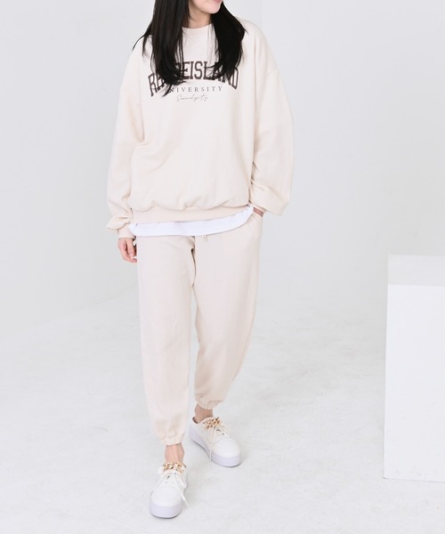 me+em select（ミームセレクト）の「RHODEISLANDロゴスウェット＆ジョガーパンツルームウェア【上下2点セット】（ルームウェア/パジャマ・レディース・スカイブルー/ネイビー/グレー/クリーム・FREE）」の13枚目の写真