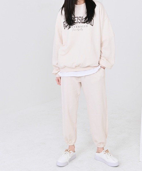 me+em select（ミームセレクト）の「RHODEISLANDロゴスウェット＆ジョガーパンツルームウェア【上下2点セット】（ルームウェア/パジャマ・レディース・スカイブルー/ネイビー/グレー/クリーム・FREE）」の14枚目の写真