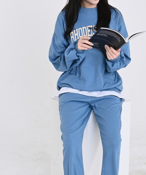 me+em select（ミームセレクト）の「RHODEISLANDロゴスウェット＆ジョガーパンツルームウェア【上下2点セット】（ルームウェア/パジャマ・レディース・スカイブルー/ネイビー/グレー/クリーム・FREE）」の17枚目の写真