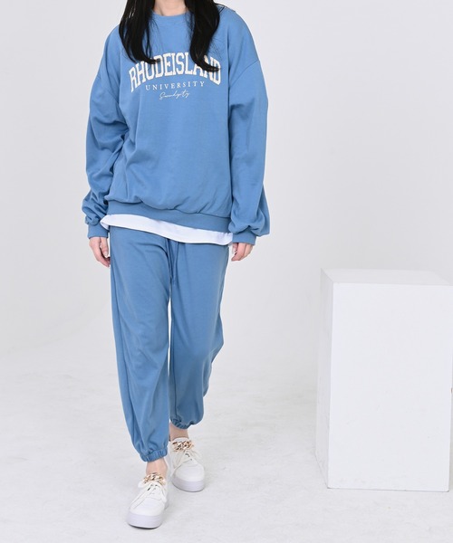 me+em select（ミームセレクト）の「RHODEISLANDロゴスウェット＆ジョガーパンツルームウェア【上下2点セット】（ルームウェア/パジャマ・レディース・スカイブルー/ネイビー/グレー/クリーム・FREE）」の19枚目の写真