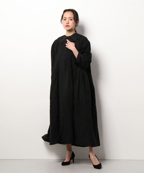 Samansa Mos2(サマンサ モスモス)の「襟付ピンタックワンピース(ワンピース・レディース・ブラック/ベージュ/オフホワイト/カーキ・フリ-)」の8枚目の写真