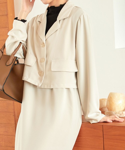 アイボリー シングルボタンジャケット
