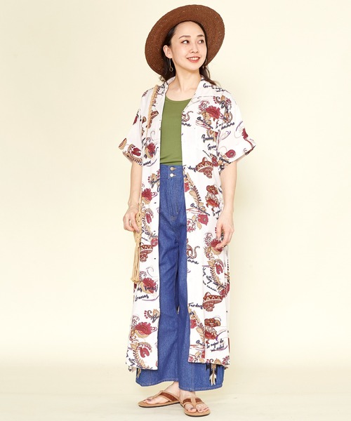 チャイハネ（チャイハネ）の「【チャイハネ】クレアロシャツワンピース（シャツワンピース・レディース・ホワイト/ブラック/オレンジ/マルチ・FREE）」の16枚目の写真