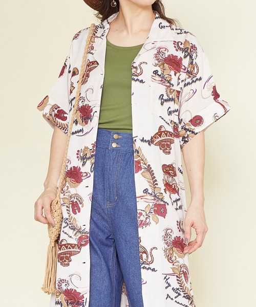 チャイハネ（チャイハネ）の「【チャイハネ】クレアロシャツワンピース（シャツワンピース・レディース・ホワイト/ブラック/オレンジ/マルチ・FREE）」の22枚目の写真